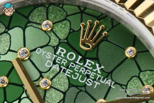 DateJust 31MM 904L YG GMF Fluted Bezel Green Flowers Dial Oyster Bracelet A2824 - Image 5