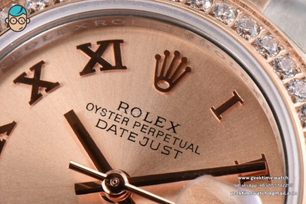 DateJust 28MM Ladies WF RG/SS Diamond RG Dial Roma Marker Jubilee Bracelet A2236 - Image 5