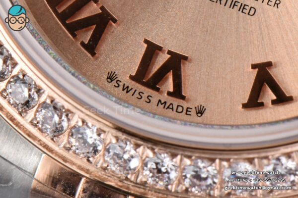 DateJust 28MM Ladies WF RG/SS Diamond RG Dial Roma Marker Jubilee Bracelet A2236 - Image 7