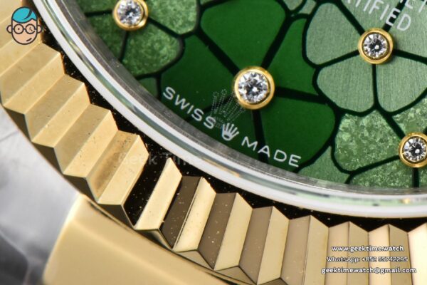 DateJust 31MM 904L YG GMF Fluted Bezel Green Flowers Dial Oyster Bracelet A2824 - Image 8