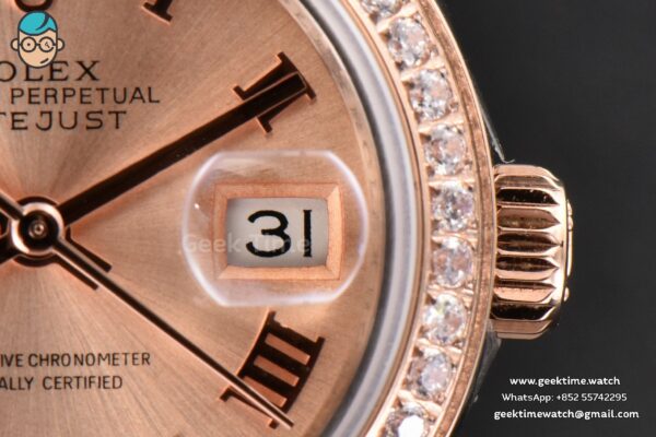 DateJust 28MM Ladies WF RG/SS Diamond RG Dial Roma Marker Jubilee Bracelet A2236 - Image 8