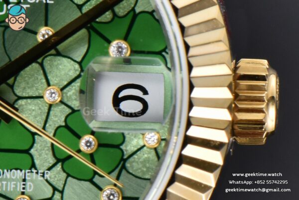 DateJust 31MM 904L YG GMF Fluted Bezel Green Flowers Dial Oyster Bracelet A2824 - Image 9