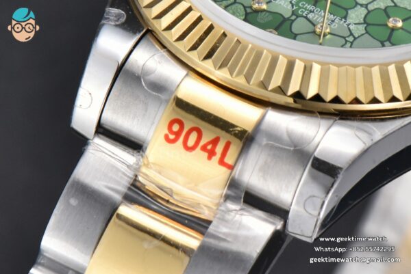 DateJust 31MM 904L YG GMF Fluted Bezel Green Flowers Dial Oyster Bracelet A2824 - Image 10