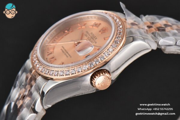 DateJust 28MM Ladies WF RG/SS Diamond RG Dial Roma Marker Jubilee Bracelet A2236 - Image 10