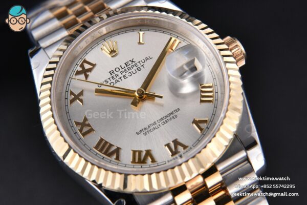 DateJust 36MM 904L YG/SS GMF Fluted Bezel Silver Dial Roma Marker Jubilee Bracelet VR3285 - Image 10