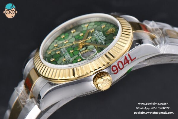 DateJust 31MM 904L YG GMF Fluted Bezel Green Flowers Dial Oyster Bracelet A2824 - Image 11