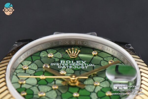 DateJust 31MM 904L YG GMF Fluted Bezel Green Flowers Dial Oyster Bracelet A2824 - Image 13