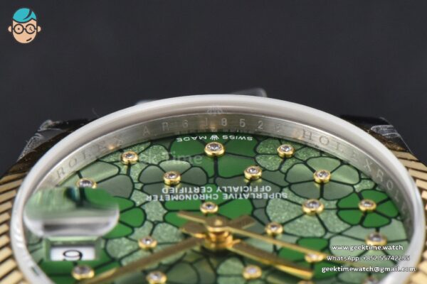 DateJust 31MM 904L YG GMF Fluted Bezel Green Flowers Dial Oyster Bracelet A2824 - Image 14