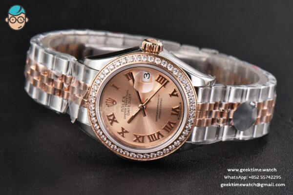 DateJust 28MM Ladies WF RG/SS Diamond RG Dial Roma Marker Jubilee Bracelet A2236 - Image 14