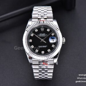DateJust 41mm SS GMF Black Dial Diamond Marker Fluted Bezel Jubilee Bracelet VR3235