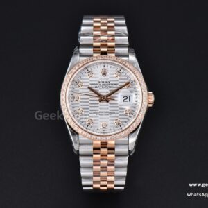 DateJust 36mm 126231 VSF RG/SS silberfarbenes gemustertes Zifferblatt mit Diamanten Diamant-Indizes Jubilee-Armband VS3235