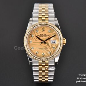 DateJust 36mm YG/SS BPF YG-Palm-Zifferblatt mit Diamanten Diamant-Indizes Jubilee-Armband 3235