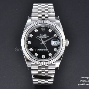 DateJust 41mm 126334 904L CF Black Dial Diamond Marker Jubilee Bracelet VR3235