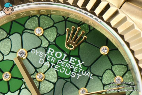 DateJust 31MM 904L YG GMF Fluted Bezel Green Flowers Dial President Bracelet A2824 - Image 5