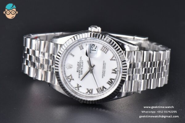 DateJust 36MM 904L VSF White Dial Roma Marker Jubilee VS3235 - Image 7