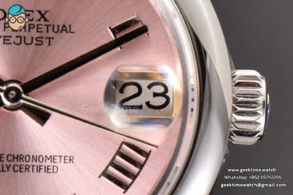 DateJust 31MM Ladies 904L WF Smooth Pink Dial Roma Marker Oyster Bracelet A2671 - Image 8