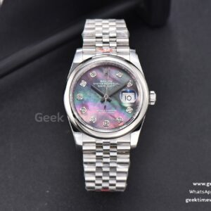 DateJust 36mm SS GMF glatte Lünette graues Perlmutt-Zifferblatt Diamant-Indizes Jubilee-Armband VR3235