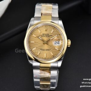 DateJust 36mm RG/SS EWF Silver Palm Dial Jubilee Bracelet A3235