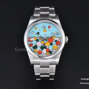 Oyster Perpetual 124300 41mm VSF 904L tiffanyblaues Celebration-Balloon-Zifferblatt SS-Armband VS3235