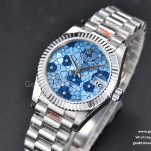 DateJust 31MM 904L GMF Fluted Bezel Blue Flowers Dial President Bracelet A2824