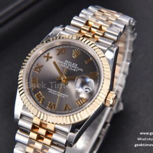 DateJust 36MM 904L YG/SS GMF Fluted Bezel Gray Dial Roma Marker Jubilee Bracelet VR3285