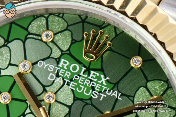 DateJust 31MM 904L YG GMF Fluted Bezel Green Flowers Dial Jubilee Bracelet A2824 - Image 5