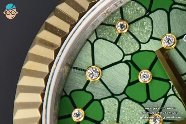 DateJust 31MM 904L YG GMF Fluted Bezel Green Flowers Dial Jubilee Bracelet A2824 - Image 6
