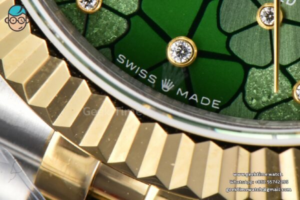 DateJust 31MM 904L YG GMF Fluted Bezel Green Flowers Dial Jubilee Bracelet A2824 - Image 8