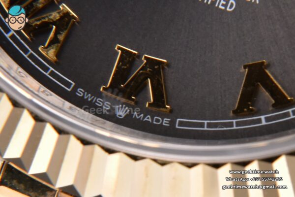 DateJust 36MM 904L YG/SS GMF Fluted Bezel Gray Dial Roma Marker Jubilee Bracelet VR3285 - Image 8