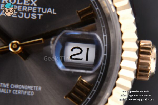 DateJust 36MM 904L YG/SS GMF Fluted Bezel Gray Dial Roma Marker Jubilee Bracelet VR3285 - Image 9