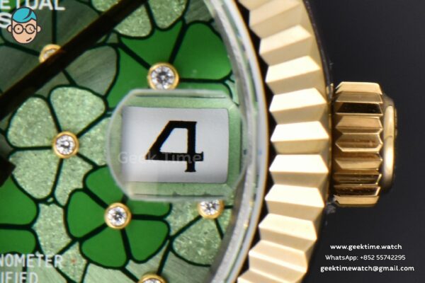DateJust 31MM 904L YG GMF Fluted Bezel Green Flowers Dial Jubilee Bracelet A2824 - Image 9