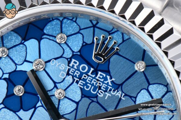 DateJust 31MM 904L GMF Fluted Bezel Blue Flowers Dial President Bracelet A2824 - Image 9