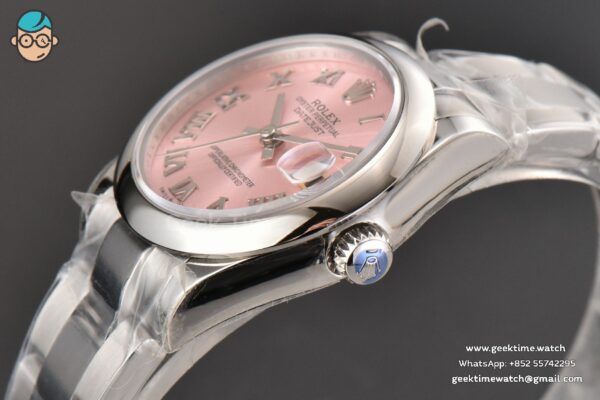 DateJust 31MM Ladies 904L WF Smooth Pink Dial Roma Marker Oyster Bracelet A2671 - Image 10