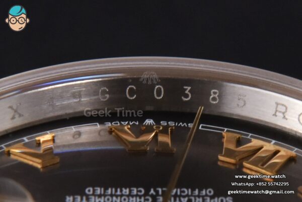DateJust 36MM 904L YG/SS GMF Fluted Bezel Gray Dial Roma Marker Jubilee Bracelet VR3285 - Image 12