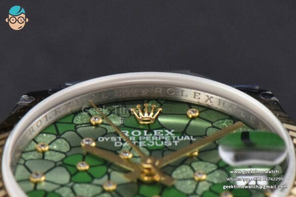 DateJust 31MM 904L YG GMF Fluted Bezel Green Flowers Dial Jubilee Bracelet A2824 - Image 13