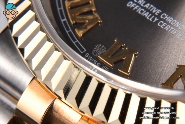 DateJust 36MM 904L YG/SS GMF Fluted Bezel Gray Dial Roma Marker Jubilee Bracelet VR3285 - Image 13