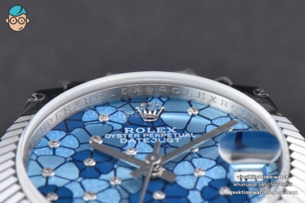 DateJust 31MM 904L GMF Fluted Bezel Blue Flowers Dial President Bracelet A2824 - Image 13
