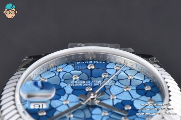 DateJust 31MM 904L GMF Fluted Bezel Blue Flowers Dial President Bracelet A2824 - Image 14
