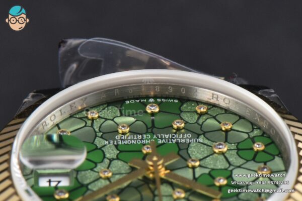 DateJust 31MM 904L YG GMF Fluted Bezel Green Flowers Dial Jubilee Bracelet A2824 - Image 14