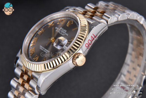 DateJust 36MM 904L YG/SS GMF Fluted Bezel Gray Dial Roma Marker Jubilee Bracelet VR3285 - Image 14