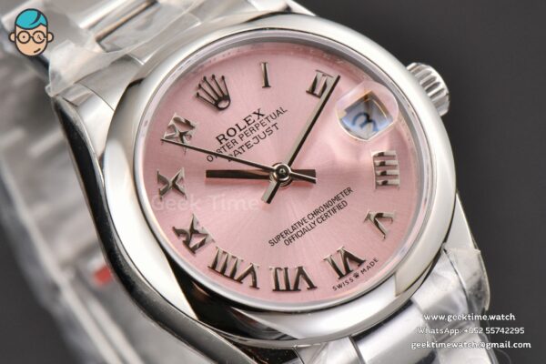 DateJust 31MM Ladies 904L WF Smooth Pink Dial Roma Marker Oyster Bracelet A2671 - Image 11