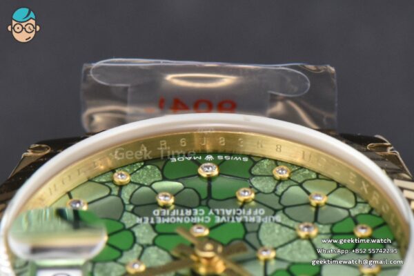 DateJust 31MM 904L YG GMF Fluted Bezel Green Flowers Dial President Bracelet A2824 - Image 14