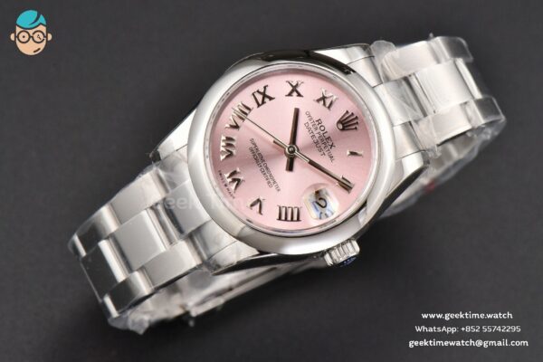DateJust 31MM Ladies 904L WF Smooth Pink Dial Roma Marker Oyster Bracelet A2671 - Image 14