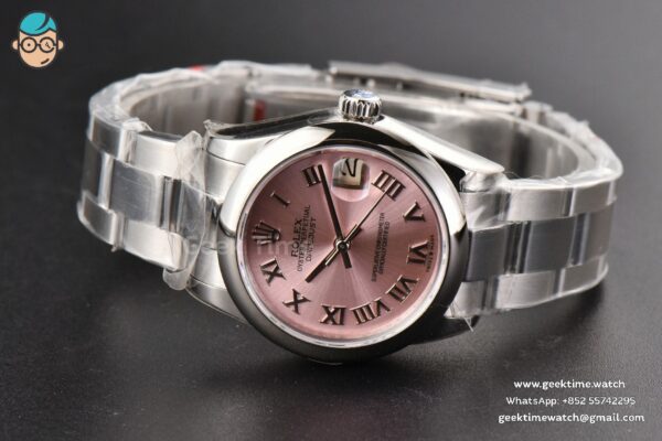 DateJust 31MM Ladies 904L WF Smooth Pink Dial Roma Marker Oyster Bracelet A2671 - Image 15