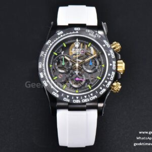 Blaken Daytona PVD Carbon 40MM GETF Skeleton Dial White Rubber Strap SA4130