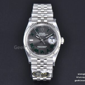 DateJust 36mm 126234 Clean CF graues Wimbledon-Zifferblatt grüne Indizes Jubilee-Armband VR3235