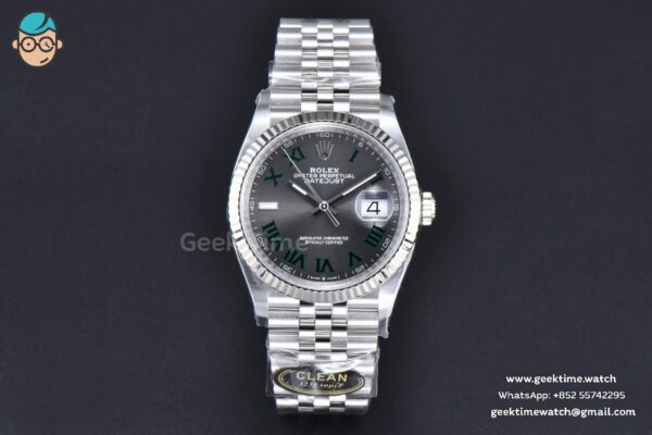 DateJust 36MM 126234 Clean CF Wimbledon Gray Dial Green Marker Jubilee Bracelet VR3235 - Image 2