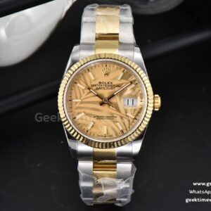 DateJust 36mm RG/SS EWF Silver Palm Dial Oyster Bracelet A3235