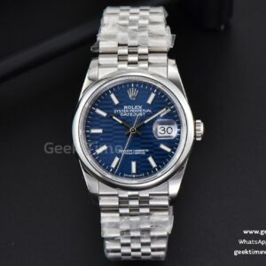 DateJust 36mm BPF glatte Lünette blaues gemustertes Zifferblatt Jubilee-Armband A2824