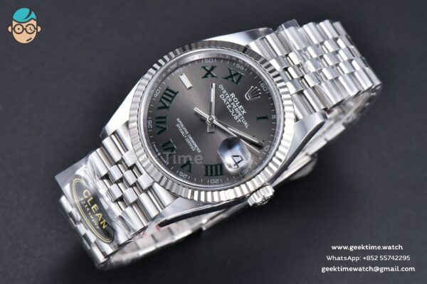 DateJust 36MM 126234 Clean CF Wimbledon Gray Dial Green Marker Jubilee Bracelet VR3235 - Image 4